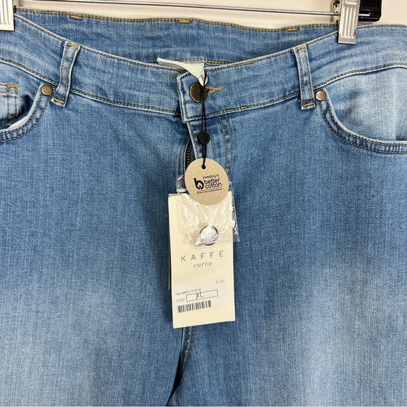 Kaffe Curve KCena Flora Long Jeans - Light Wash Denim women size 44 Eu XL US - Picture 11 of 16